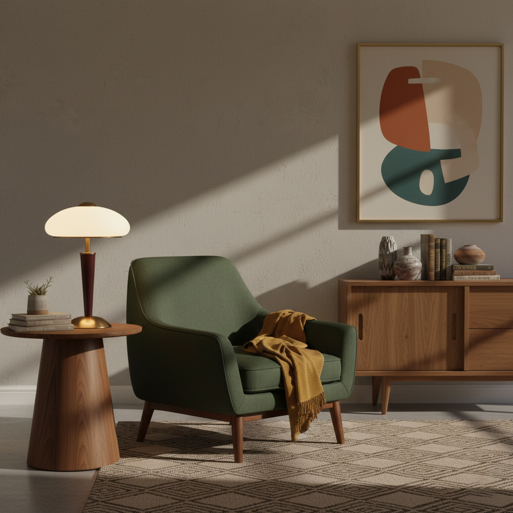 Table Lamp with Umbrella Shade