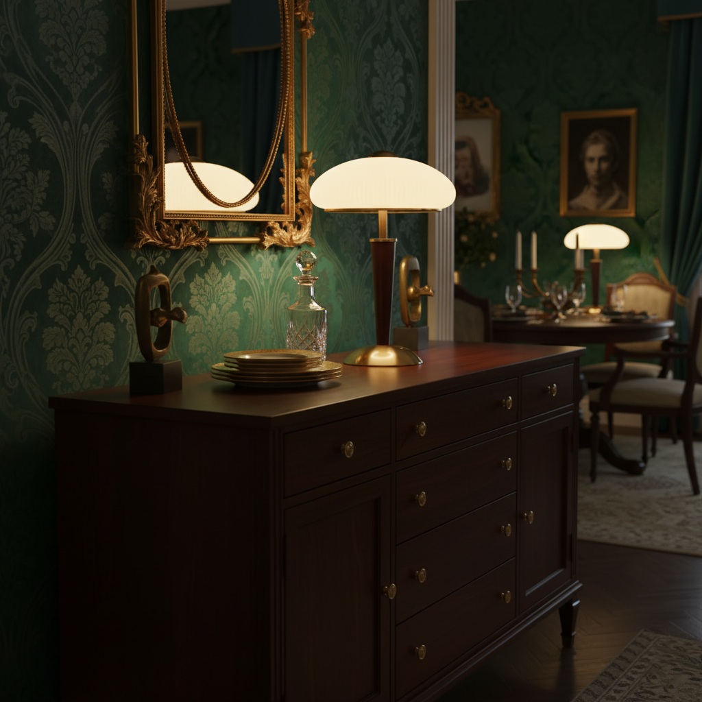 Table Lamp with Umbrella Shade