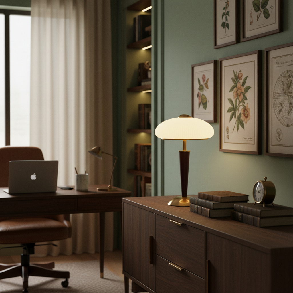 Table Lamp with Umbrella Shade