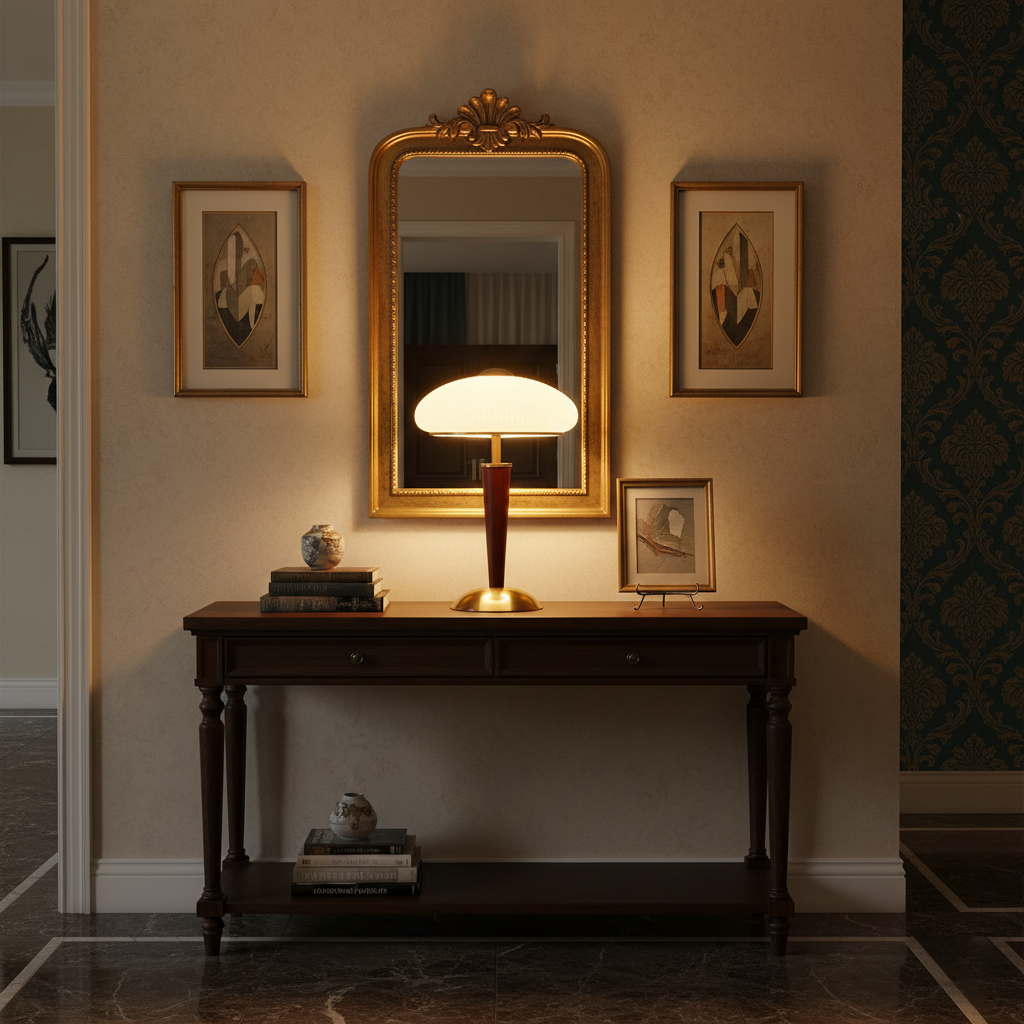 Table Lamp with Umbrella Shade