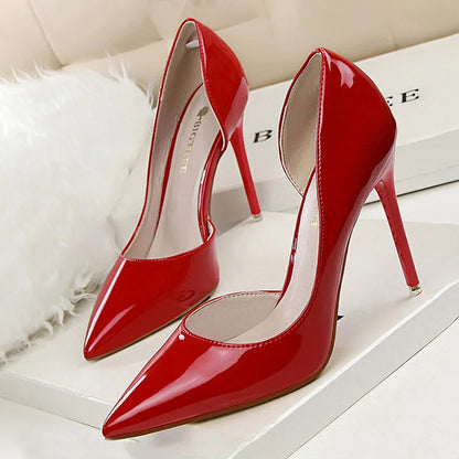 Pointed Closed Asymmetrical Cutout High Slender Heels