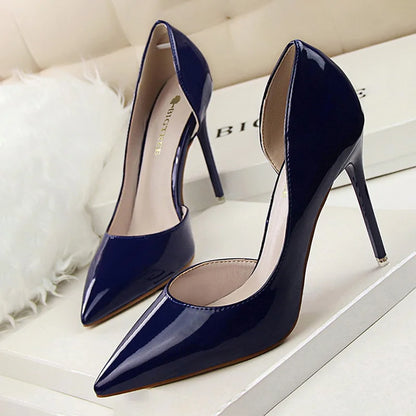 Pointed Closed Asymmetrical Cutout High Slender Heels