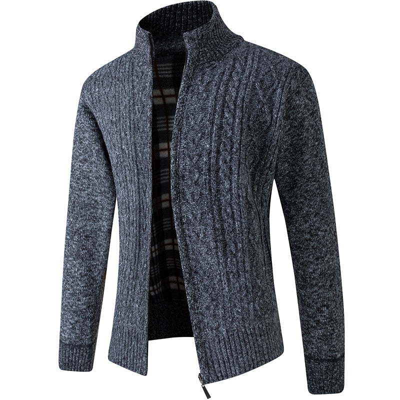Textured Collared Zippered Pocketed Ribbed Jacket
