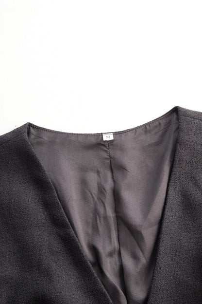 V Neck Sleeveless Button Up Vest & Maxi Skirt Set