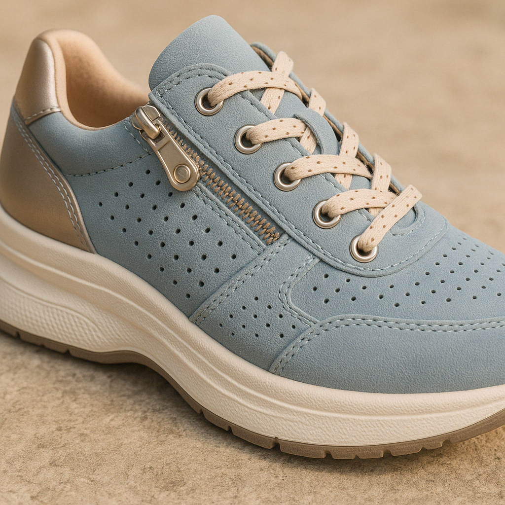 Women's Lace-Up Zip Wedge Platform Walking Sneakers