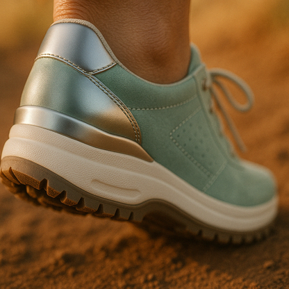 Women's Lace-Up Zip Wedge Platform Walking Sneakers
