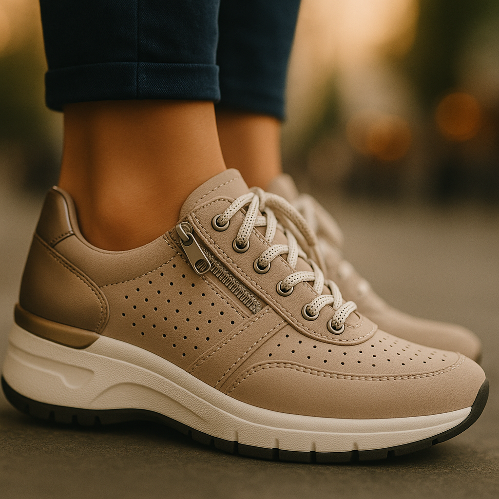 Women's Lace-Up Zip Wedge Platform Walking Sneakers