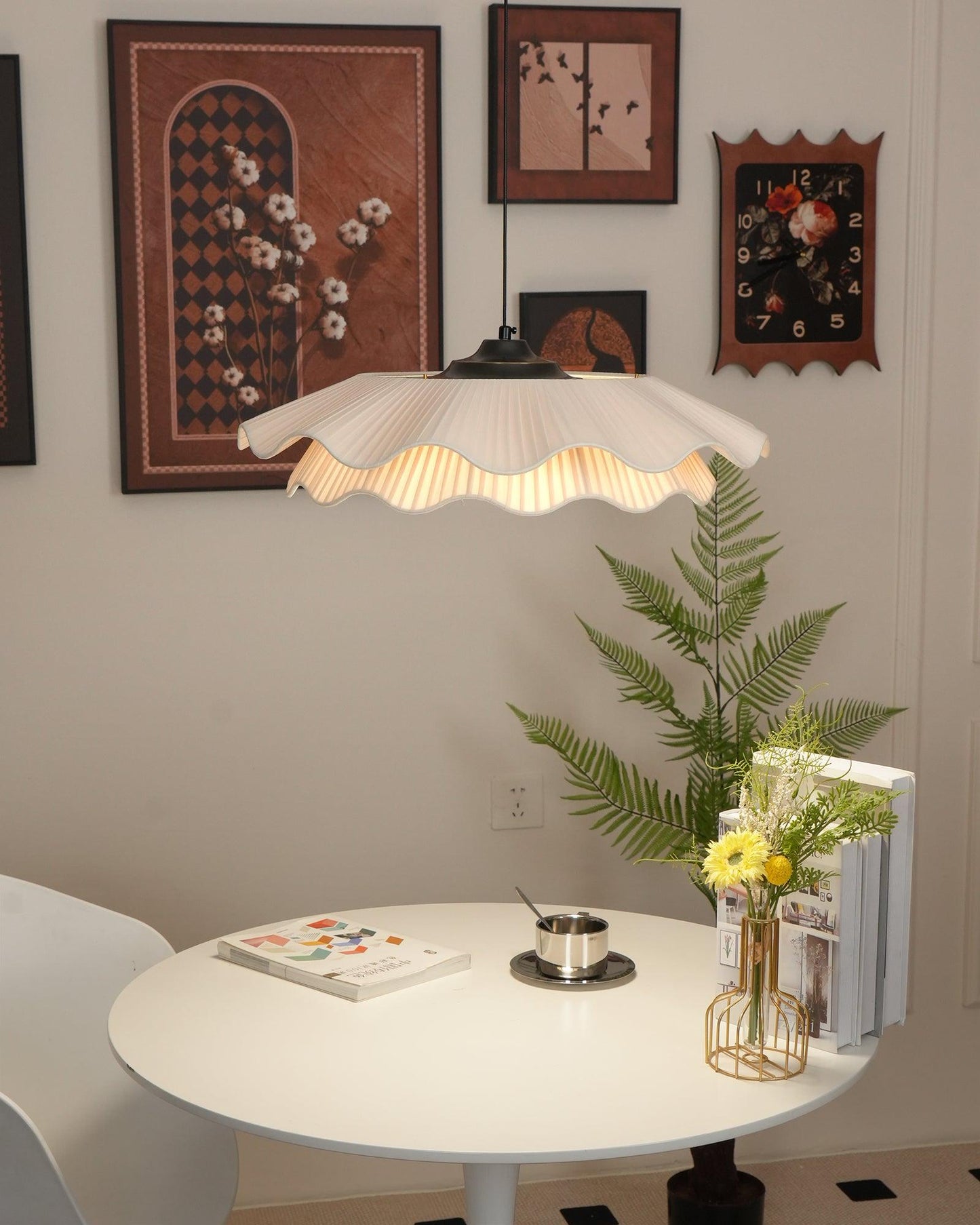Dual-Layer Scalloped Edge Pendant Light