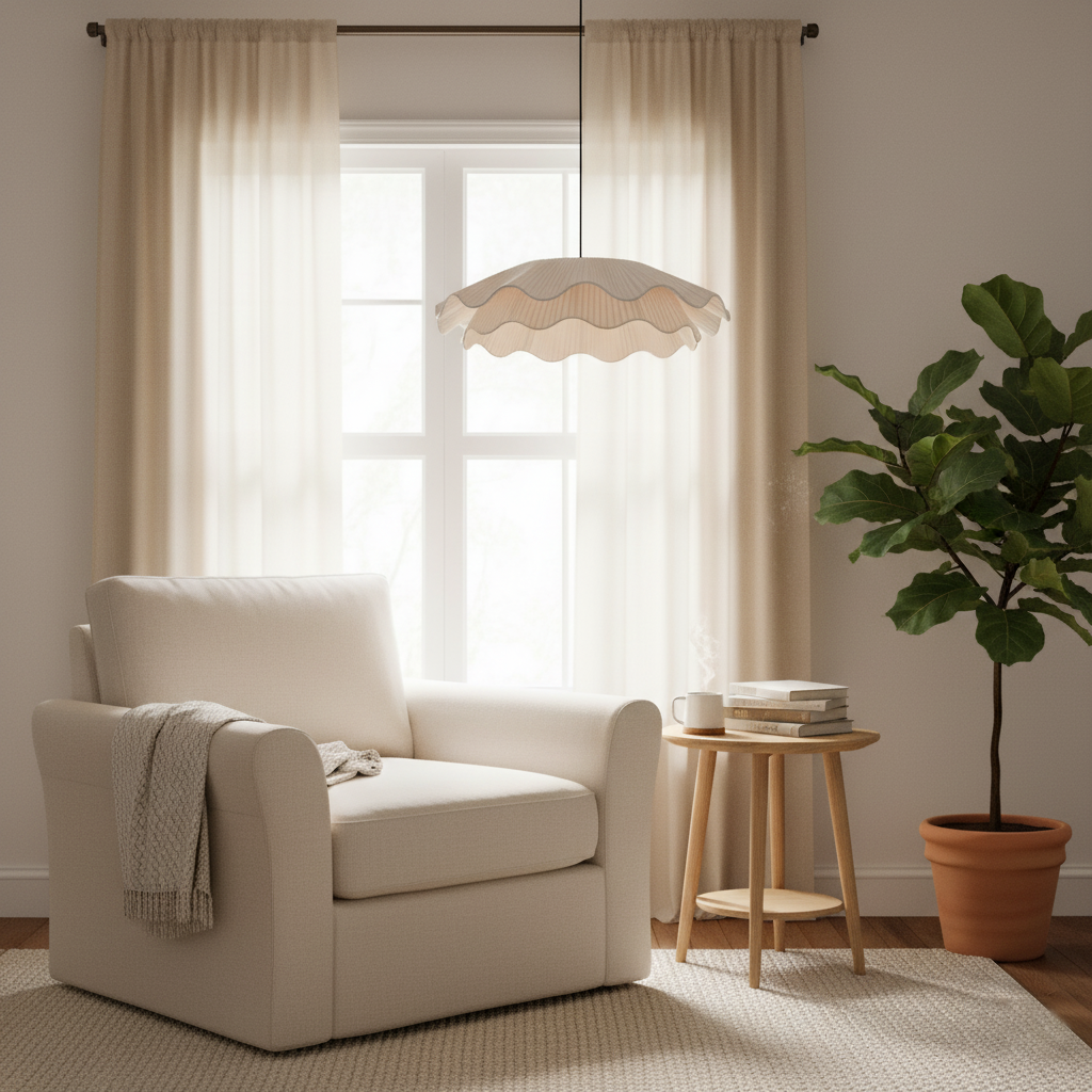 Dual-Layer Scalloped Edge Pendant Light