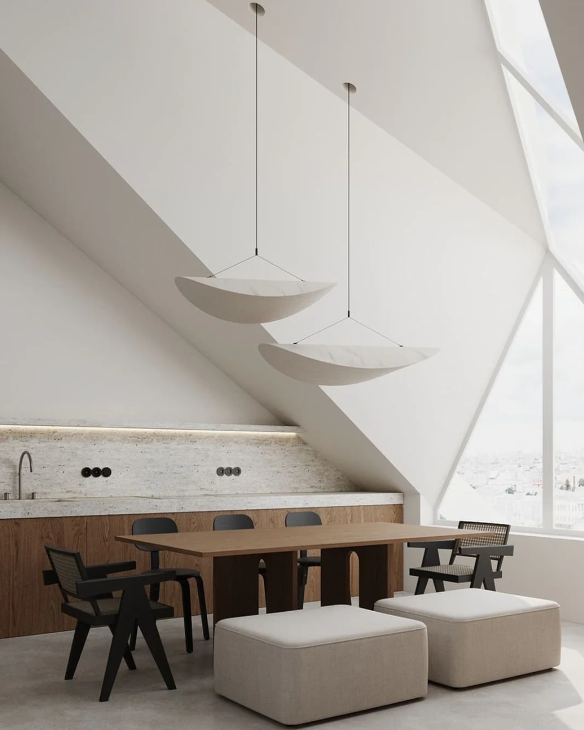 Wavy Linear Fabric Pendant Light