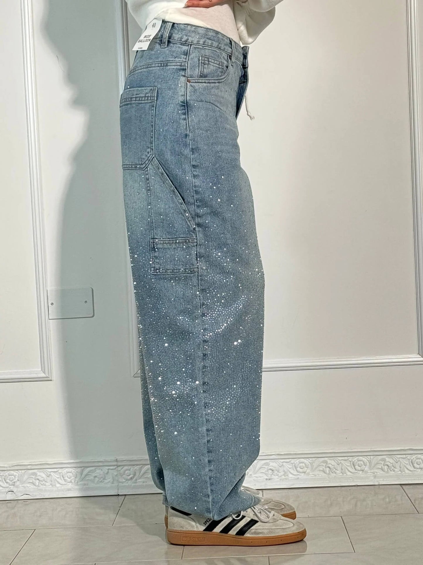 Sparkly High Waist Loose Fit Trousers