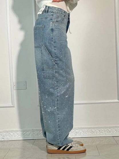 Sparkly High Waist Loose Fit Trousers