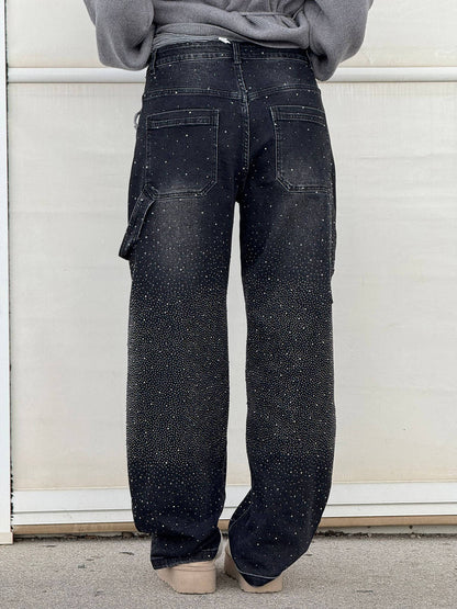 Sparkly High Waist Loose Fit Trousers