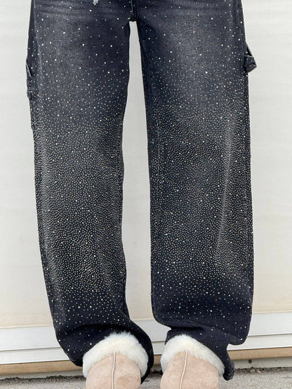 Sparkly High Waist Loose Fit Trousers