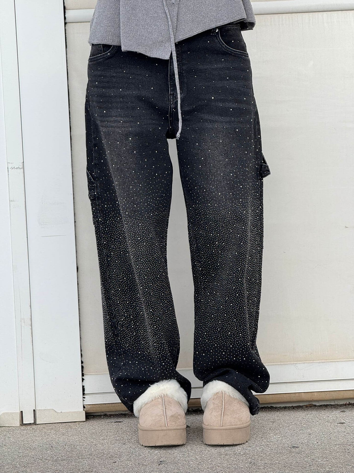 Sparkly High Waist Loose Fit Trousers