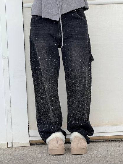 Sparkly High Waist Loose Fit Trousers