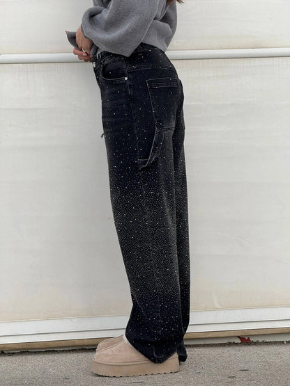 Sparkly High Waist Loose Fit Trousers
