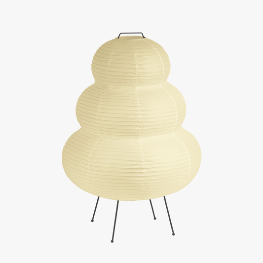 Standing Lamp with Triple-Stacked Ribbed Paper Shade