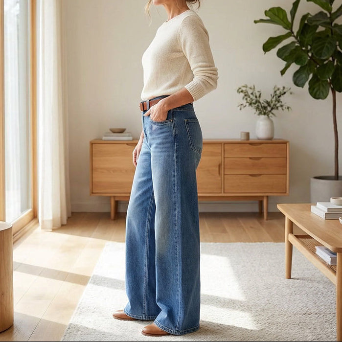 High Waist Wide Leg Pocketed Trousers