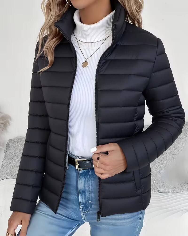 Women's Stand Collar Cropped Lightweight Puffer Jacket