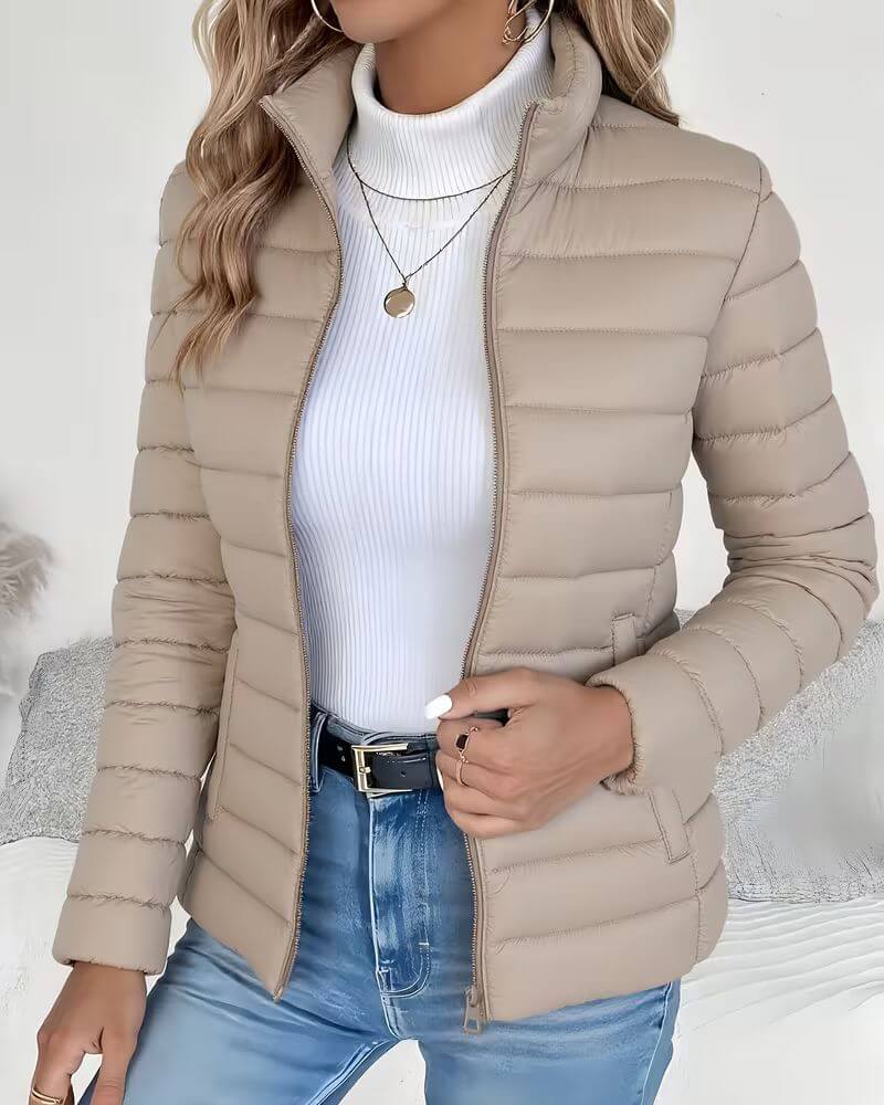 Women's Stand Collar Cropped Lightweight Puffer Jacket