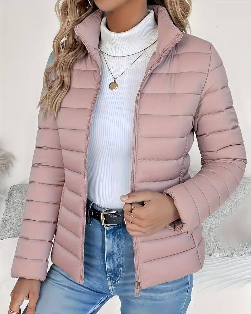 Women's Stand Collar Cropped Lightweight Puffer Jacket