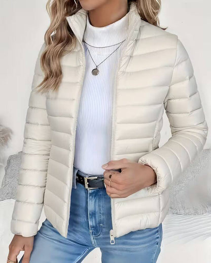 Women's Stand Collar Cropped Lightweight Puffer Jacket