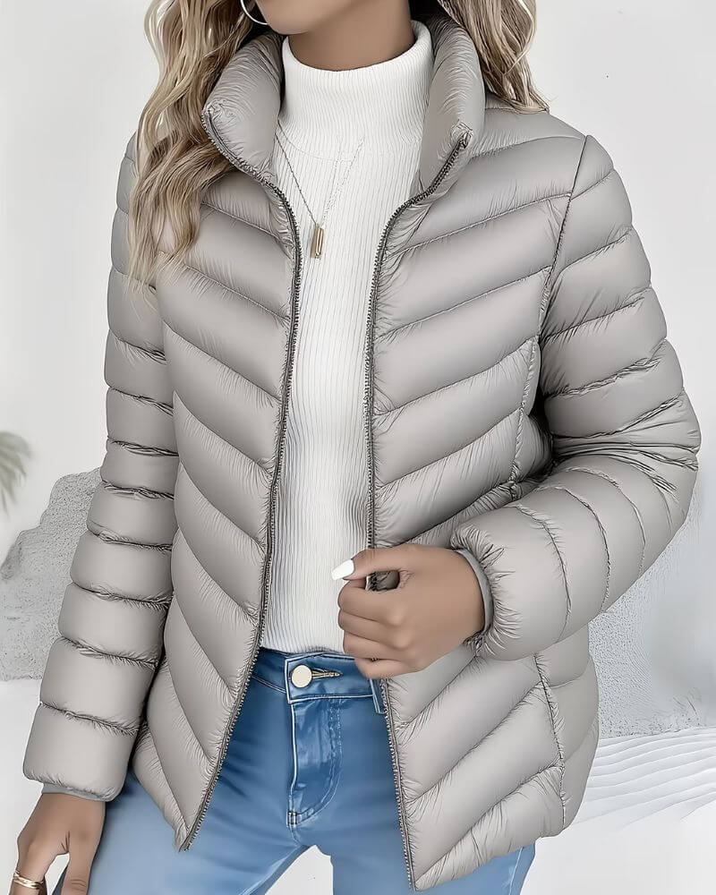 Women's Stand Collar Cropped Lightweight Puffer Jacket