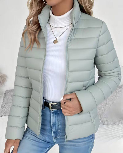 Women's Stand Collar Cropped Lightweight Puffer Jacket