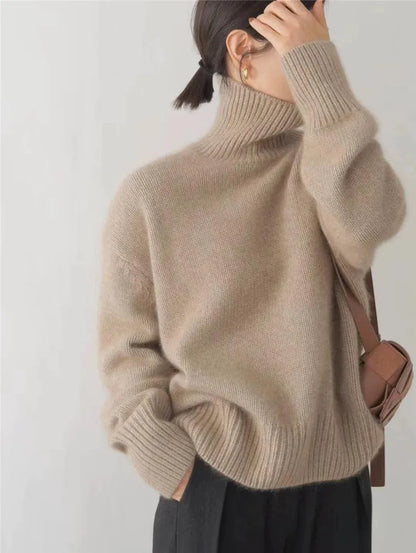 Women's High Neck Long Sleeve Long Sweater