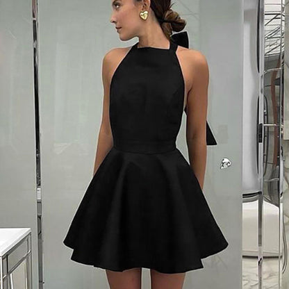 Halter Sleeveless Backless Flared Mini Dress