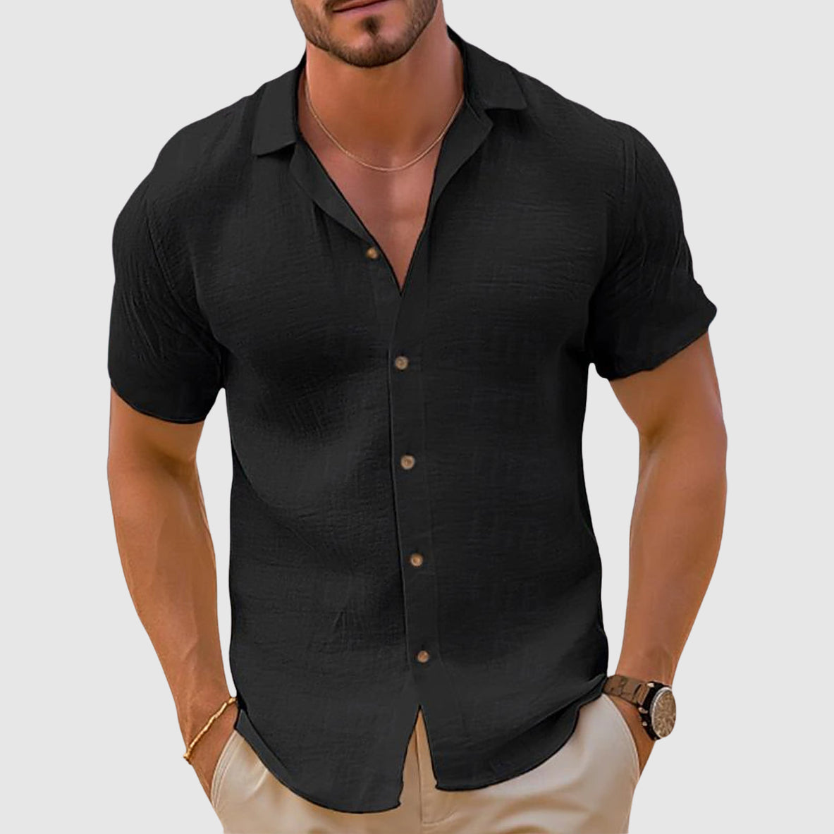 Loose Fit Turn-Down Collar Shirt