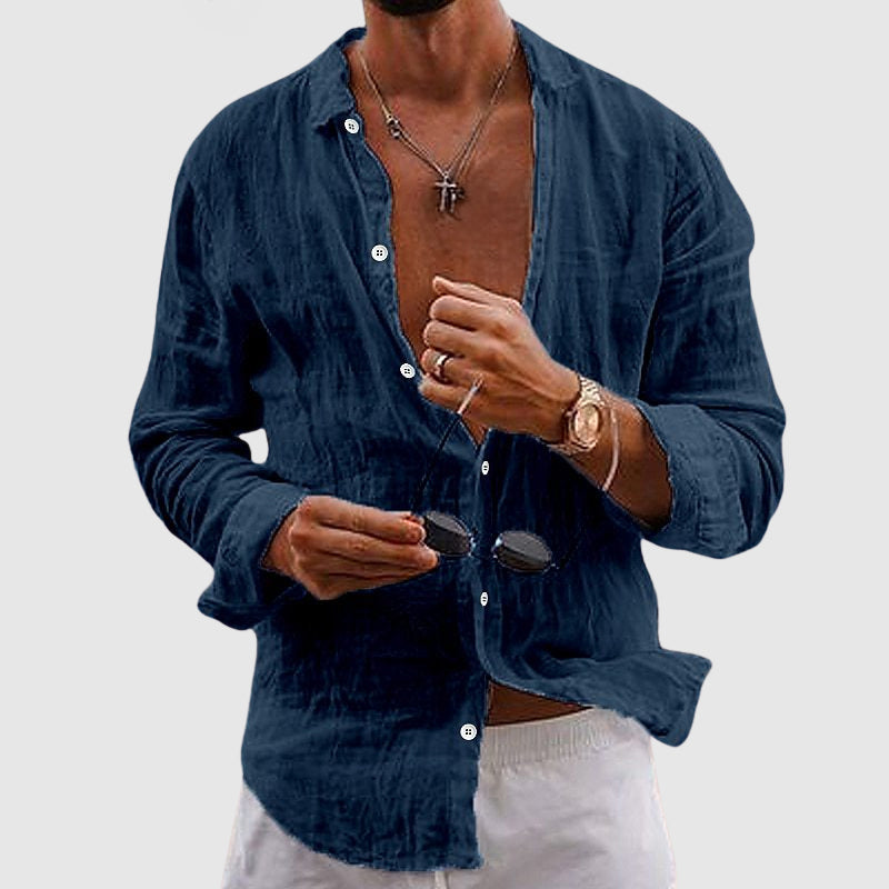 Crinkled Loose Button-Down Shirt