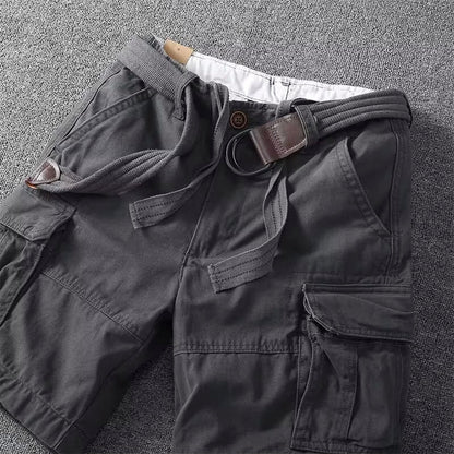Belted Multi Pocket Straight Leg Cargo Shorts
