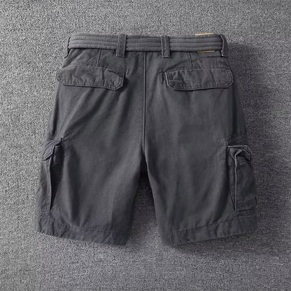 Belted Multi Pocket Straight Leg Cargo Shorts