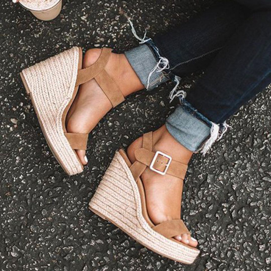 Open Toe Buckle Strap Platform Wedge Sandals