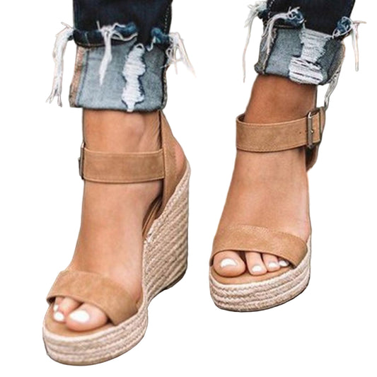 Open Toe Buckle Strap Platform Wedge Sandals