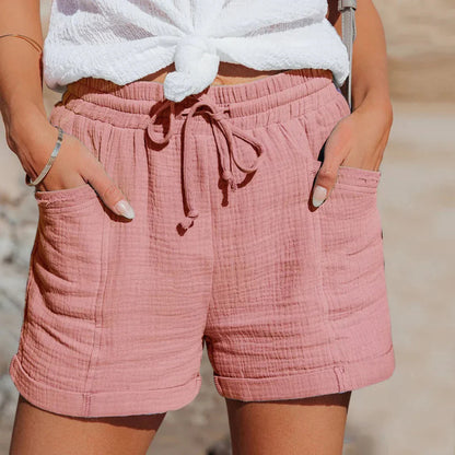 Drawstring Elastic Waist Loose Fit Shorts