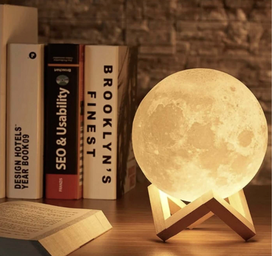Moon Lamp with Wooden Stand