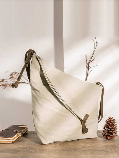Asymmetrical Slouchy Folded Buttoned Adjustable Stitched Bag
