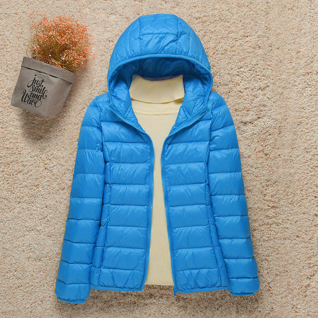 Hooded Lightweight Quilted Puffer Jacket For Women