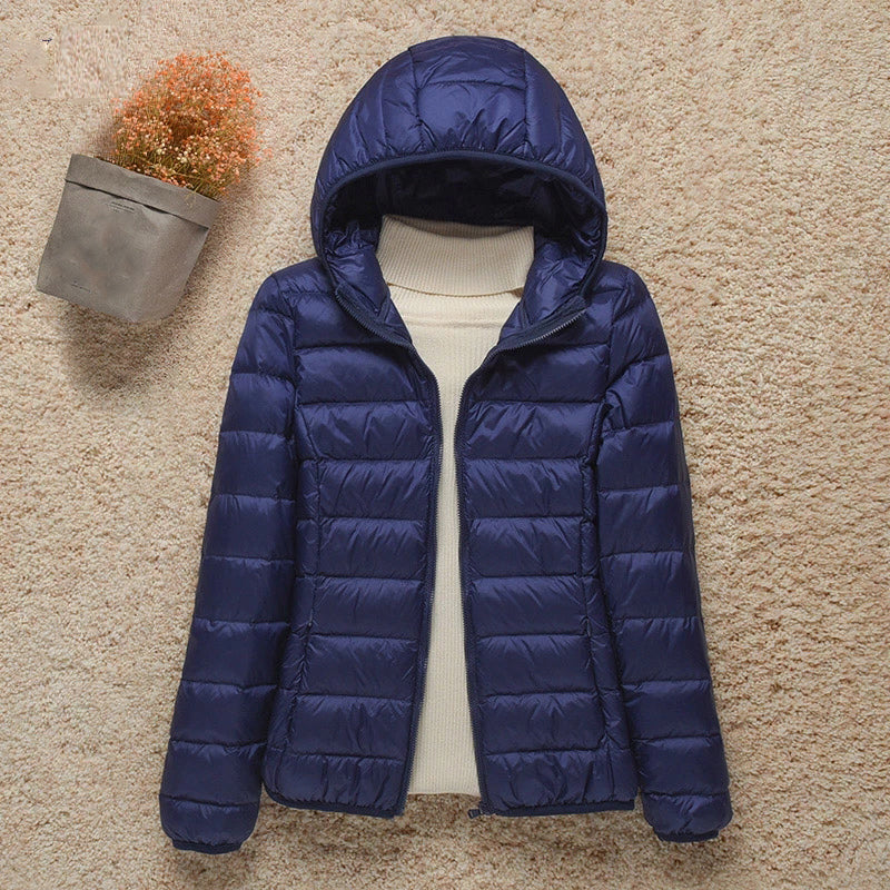 Hooded Lightweight Quilted Puffer Jacket For Women