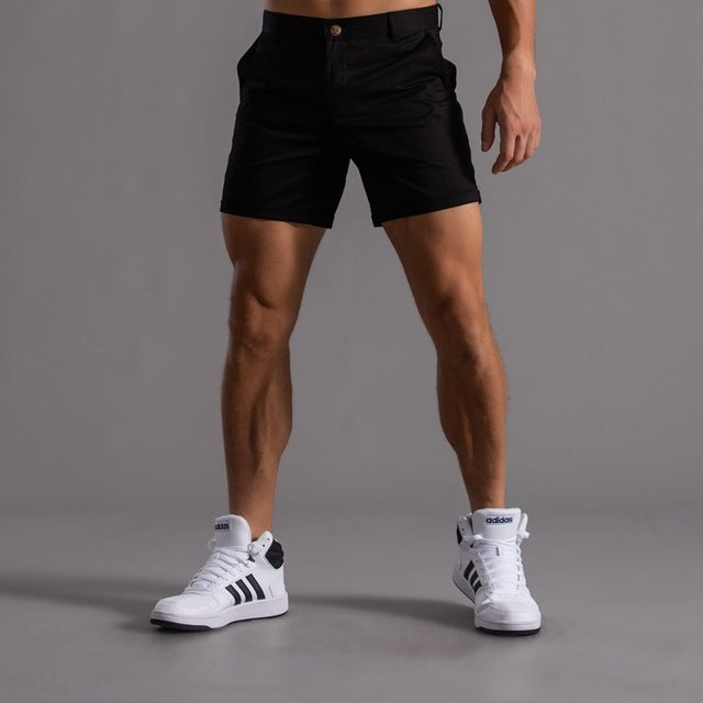 Buttoned Pocketed Looped Fitted Structured Straight Shorts