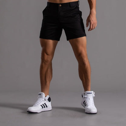 Buttoned Pocketed Looped Fitted Structured Straight Shorts