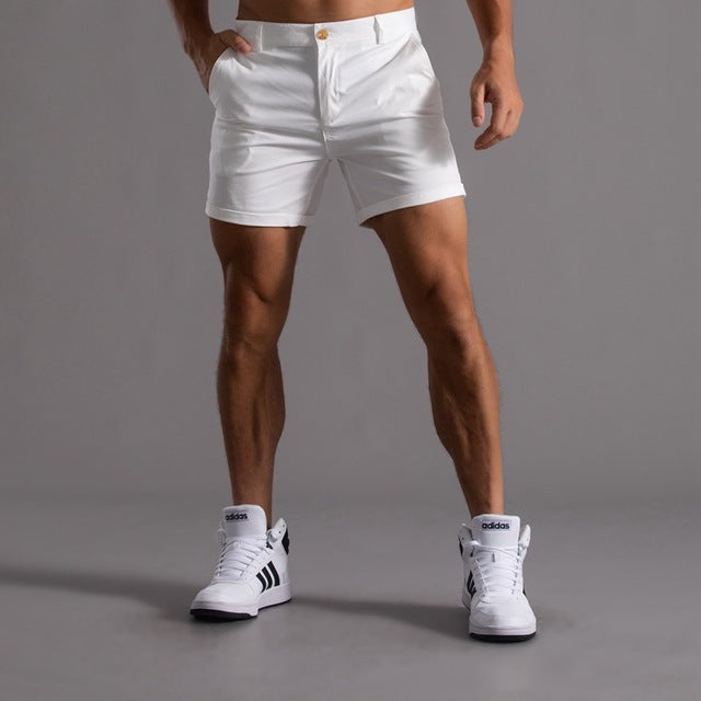 Buttoned Pocketed Looped Fitted Structured Straight Shorts