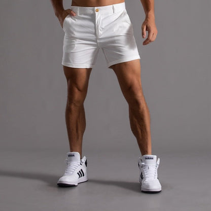 Buttoned Pocketed Looped Fitted Structured Straight Shorts