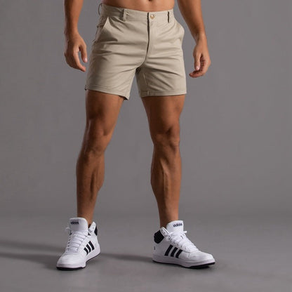 Buttoned Pocketed Looped Fitted Structured Straight Shorts