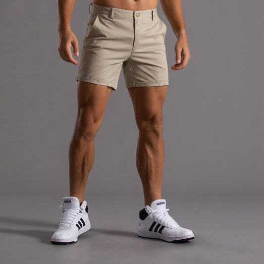 Buttoned Pocketed Looped Fitted Structured Straight Shorts