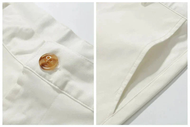 Buttoned Pocketed Looped Fitted Structured Straight Shorts