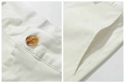 Buttoned Pocketed Looped Fitted Structured Straight Shorts
